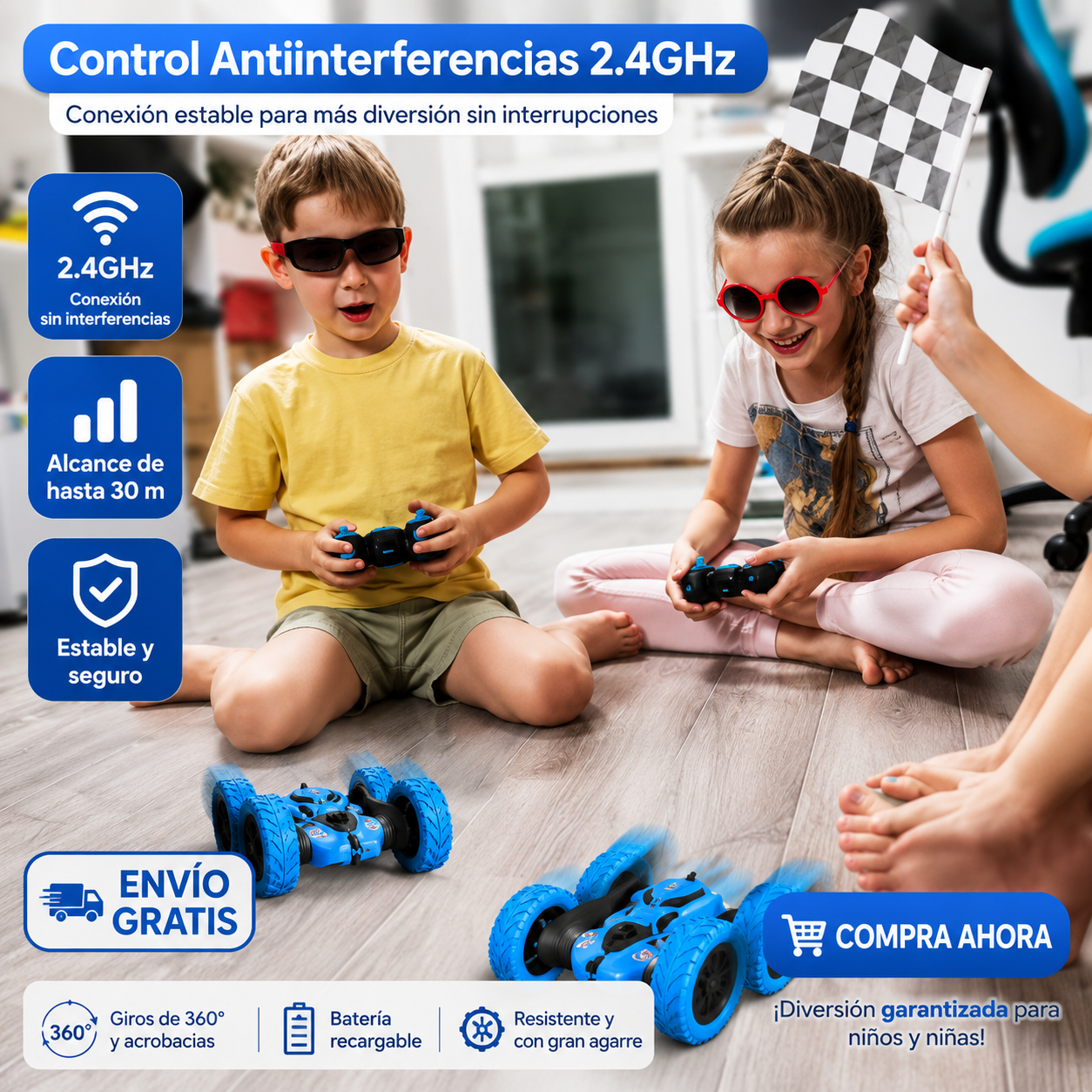 Coche teledirigido para niños con doble rotación