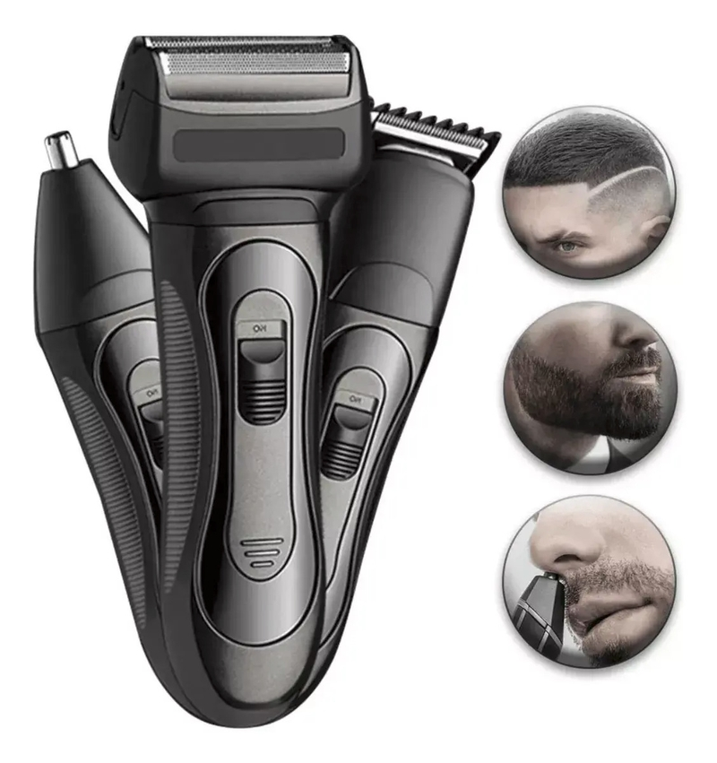 Afeitadora Eléctrica 3 en 1 para Barba, Nariz y Cabello